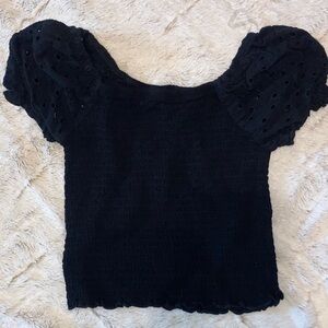 art class Black Eyelet Puff Sleeve Top